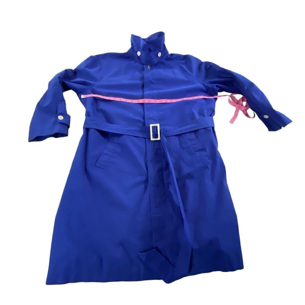 LAUREN RALPH LAUREN Women Midi Trench Coat Size M Blue Length High Neck Rainwear - Picture 12 of 16